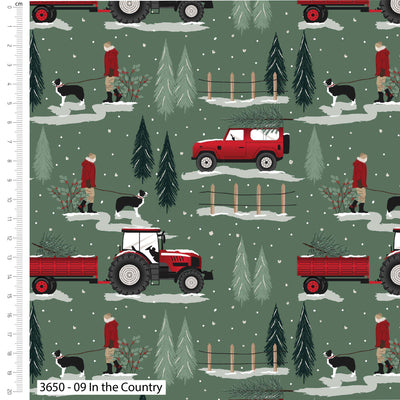Christmas in the Country, Tractors In The Country, Cotton Fabric