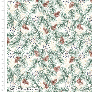 Feathered Foliage, Pine Branches Cotton Fabric