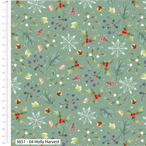 Feathered Foliage, Holly Harvest Cotton Fabric