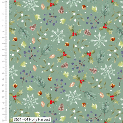 Feathered Foliage, Holly Harvest Cotton Fabric