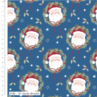 Craft Cotton Co Holly Jolly Patch Santa Wreath Cotton Fabric