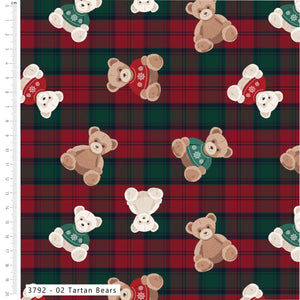 Craft Cotton Co Christmas Toy Box Tartan Bears Cotton Fabric