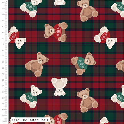 Craft Cotton Co Christmas Toy Box Tartan Bears Cotton Fabric