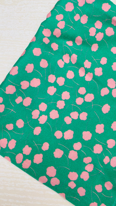 Viscose Green and Pink Print Remnant