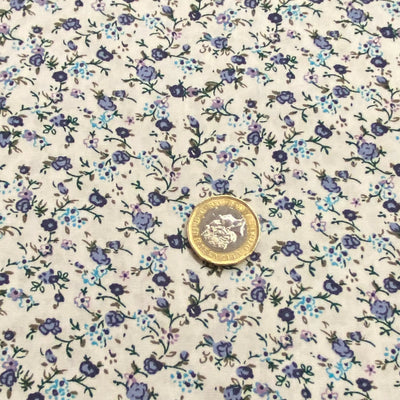 Blue and White  Floral Polycotton