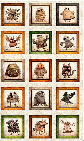 Quilting Treasures A Haunting We Will Go Picture Patch Panel – Cream