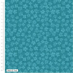 Petal Palette Teal Quilting Cotton Fabric – Debbie Shore 3860-65