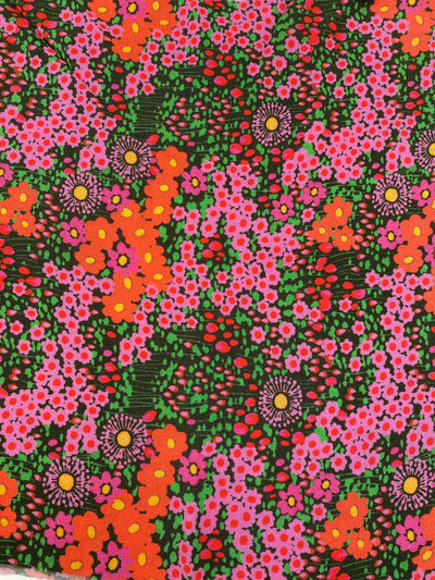 Viscose Orange and Pink Floral Remnant