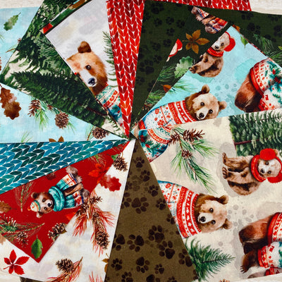 Bears in Jumpers Charm Pack | 24x 5" Squares | 100% Cotton