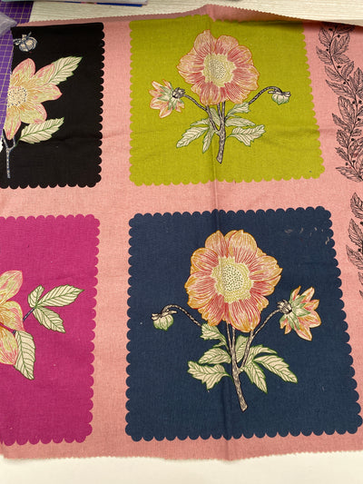 Cotton Canvas Flower Print Remnant