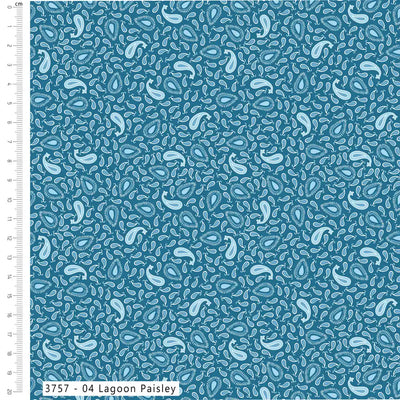 Craft Cotton, Island Haven,  Lagoon Paisley Cotton Fabric