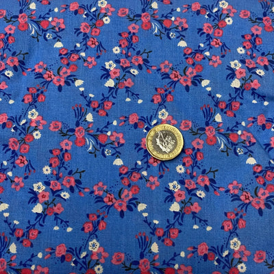 Blue Floral Polycotton