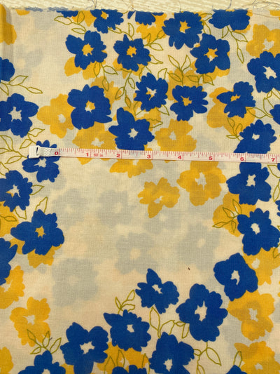 Viscose Blue and Yellow Print Remnant