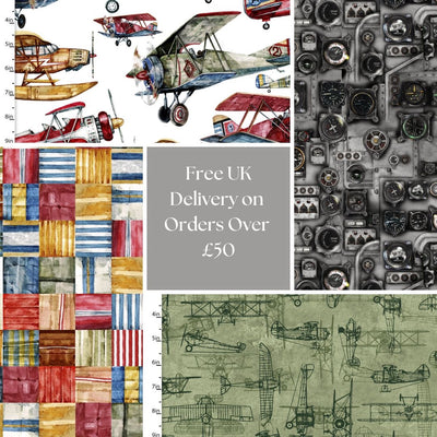 3 Wishes Fabric, Lead the Way Tan, First in Flight, Cotton Fabric