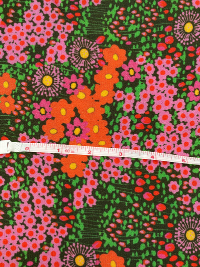 Viscose Orange and Pink Floral Remnant