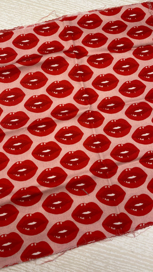 Lips Cotton Lawn Fabric Remnant