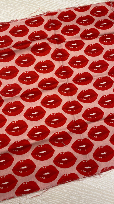 Lips Cotton Lawn Fabric Remnant