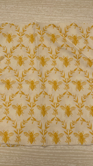Riley Blake Damask Bees Cotton Remnant | Gold Bee Print | Cream & Gold | 42" x 10"
