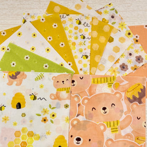 Bears and Bees Charm Pack | 24 x 5" Squares | 100% Cotton