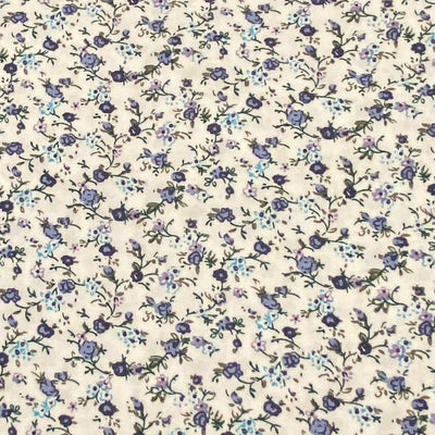 Blue and White  Floral Polycotton