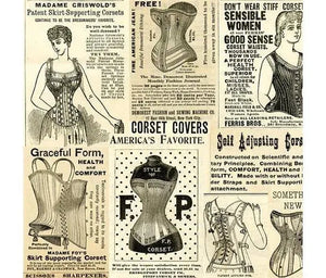 Riley Blake, Sew Journal, Corset Ads Parchment, Cotton Fabric