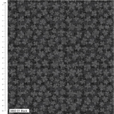 Petal Palette Deep Black Quilting Cotton Fabric – Debbie Shore 3860-01