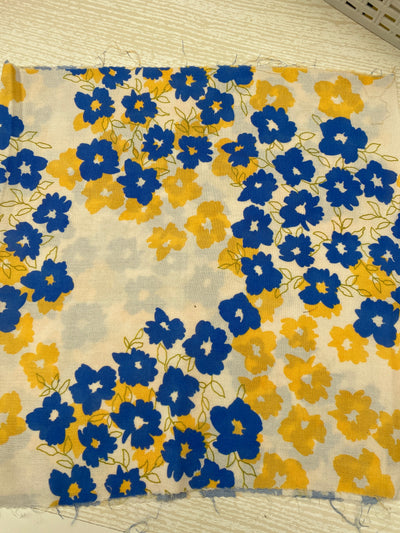 Viscose Blue and Yellow Print Remnant