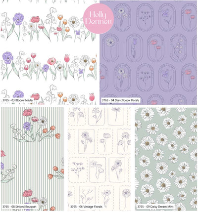 Craft Cotton Wild Flowers,  Daisy Dream Mint, Cotton Fabric