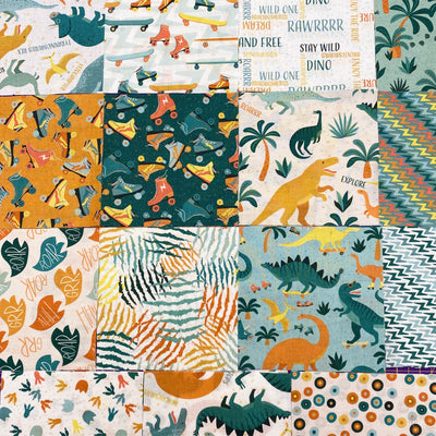 Dinosaurs Charm Pack | 30 x 5" Squares | 100% Cotton