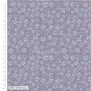 Petal Palette Mid Grey Quilting Cotton Fabric – Debbie Shore 3860-06