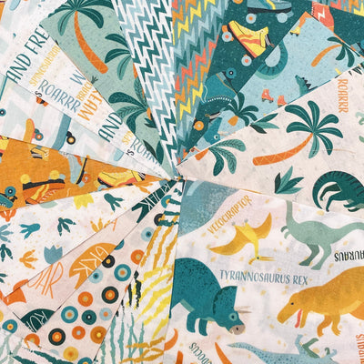 Dinosaurs Charm Pack | 30 x 5" Squares | 100% Cotton