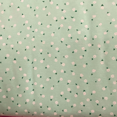 Pale Green Floral Polycotton