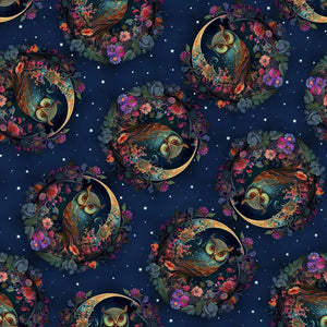 Blank Quilting, Night Garden Digital, Owls Cotton Fabric