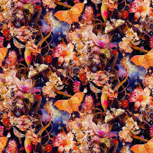Blank Quilting, Night Garden Digital, Flowers with Butterflies