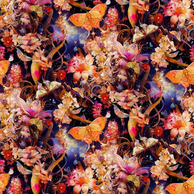 Blank Quilting, Night Garden Digital, Flowers with Butterflies