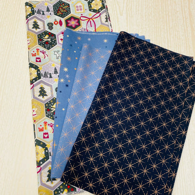 Metallic Christmas Fabrics Random Bundle of 4 Long Quarters