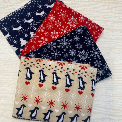 Craft Cotton Co Penguin Christmas Fat Quarter Bundle – 4 Pieces