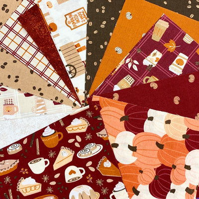 Pumpkin Spiced Latte Charm Pack | 24x 5" Squares | 100% Cotton