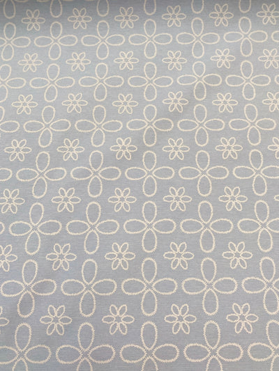 Light Blue Stitch Floral Polycotton
