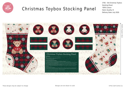 Christmas Toy Box – Tartan Bears Stocking Panel | Craft Cotton Co