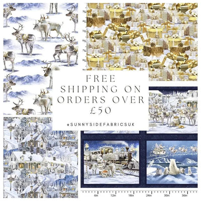 3 Wishes Fabric, Gifts Galore Gold, Cotton Fabric