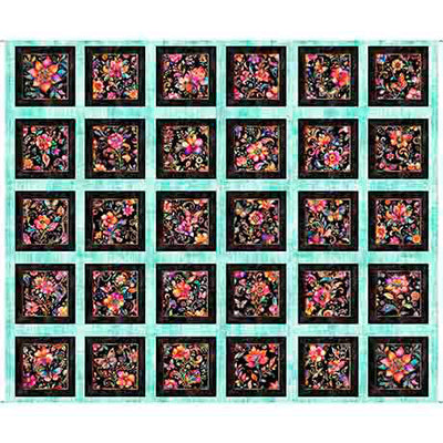 Butterflies and Floral Picture Quilting Panel