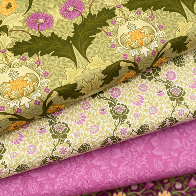 William Morris Olive Orchard Fritillary Bundle | Organic Cotton Quilting Fabric