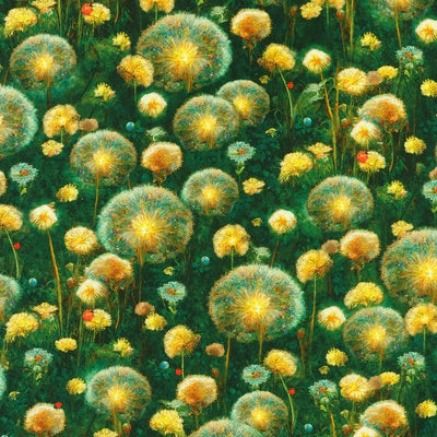 Robert Kaufman, Night Fable Dandelions, Cotton Fabric