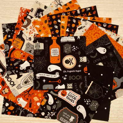 Halloween Theme Charm Pack | 28 x 5" Squares | 100% Cotton