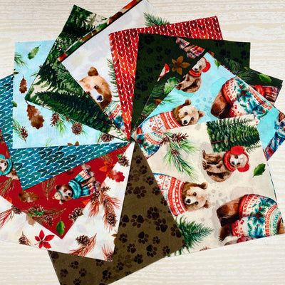 Bears in Jumpers Charm Pack | 24x 5" Squares | 100% Cotton
