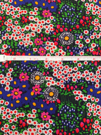 Viscose Purple Floral Print Remnant