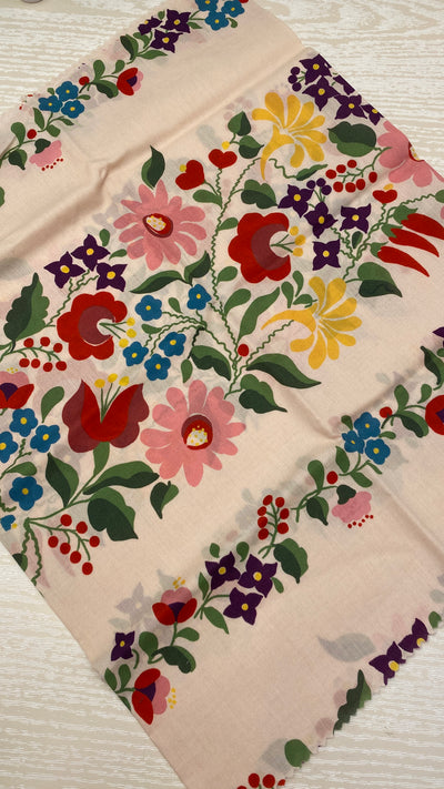 Border Floral Cotton Lawn Fabric Remnant