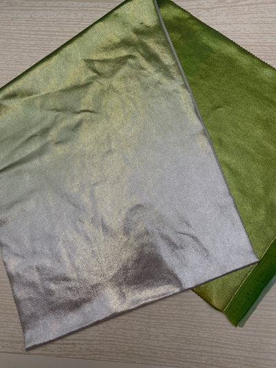 Metallic Green and Silver Ombré Lycra Fabric Remnant