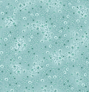 Fin Fabrics Bloom and Blend Aqua Blue Cotton Fabric